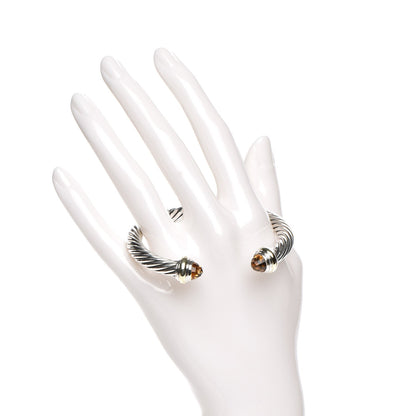 David Yurman Sterling Silver 14K Yellow Gold Citrine 7mm Cable Classics Bracelet 2 of 5