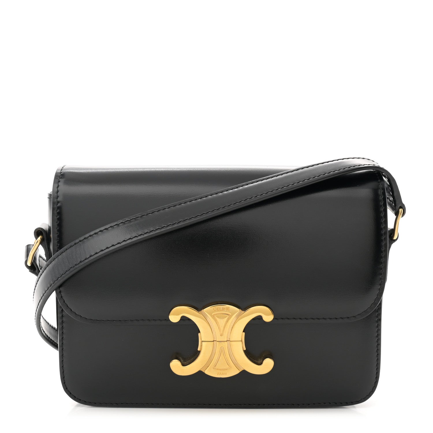 Celine Shiny Calfskin Teen Triomphe Black 1 of 13