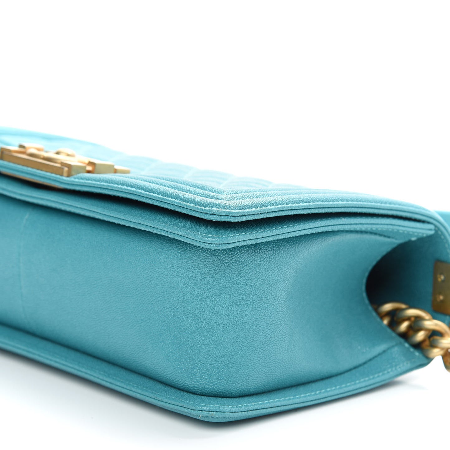 Caviar Quilted Medium Boy Flap Turquoise