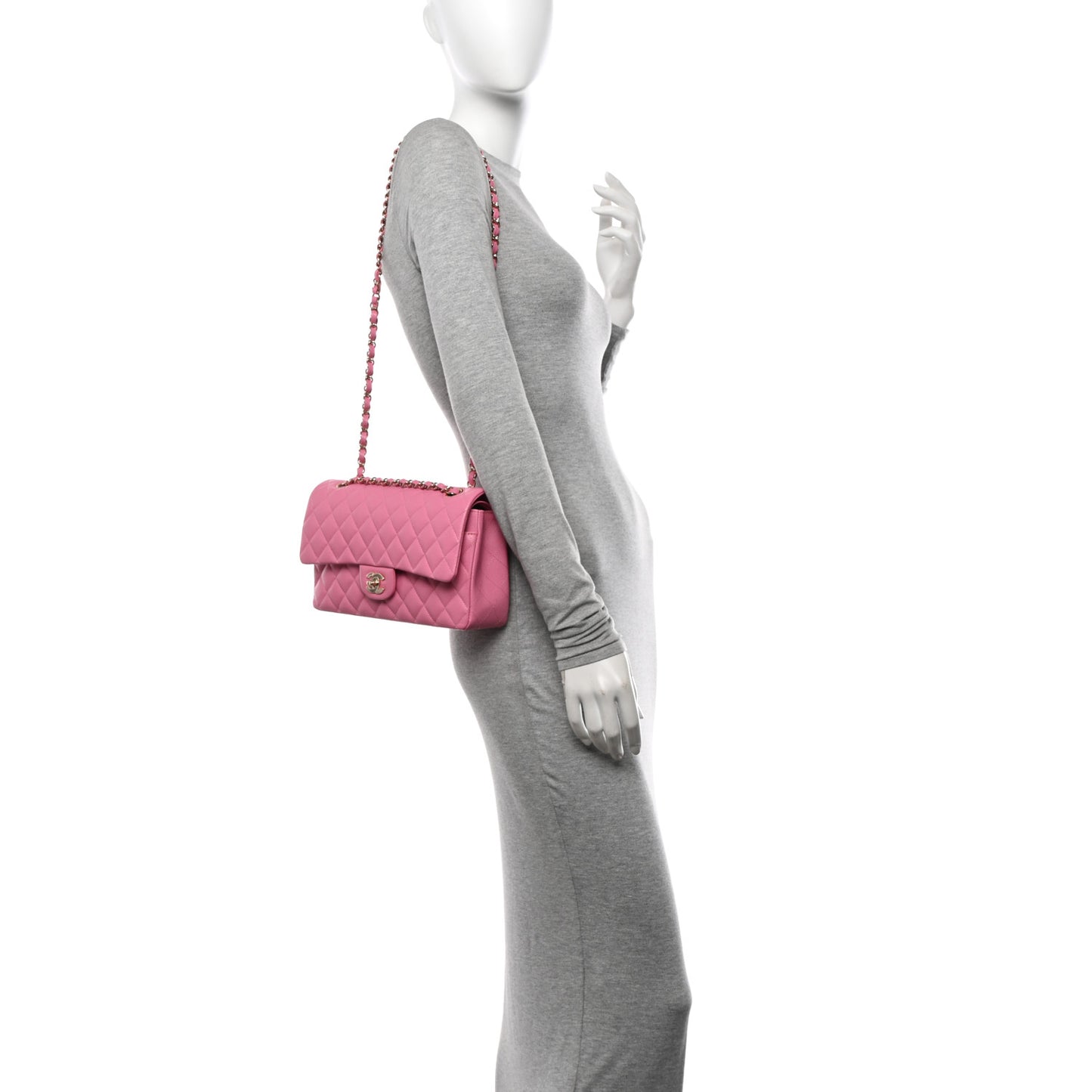 Caviar Quilted Medium Double Flap Pink