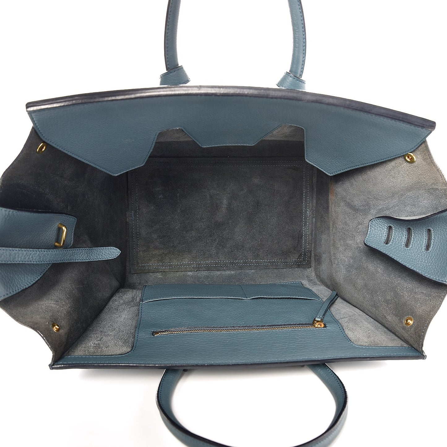 Grained Calfskin Small Tie Knot Tote Denim