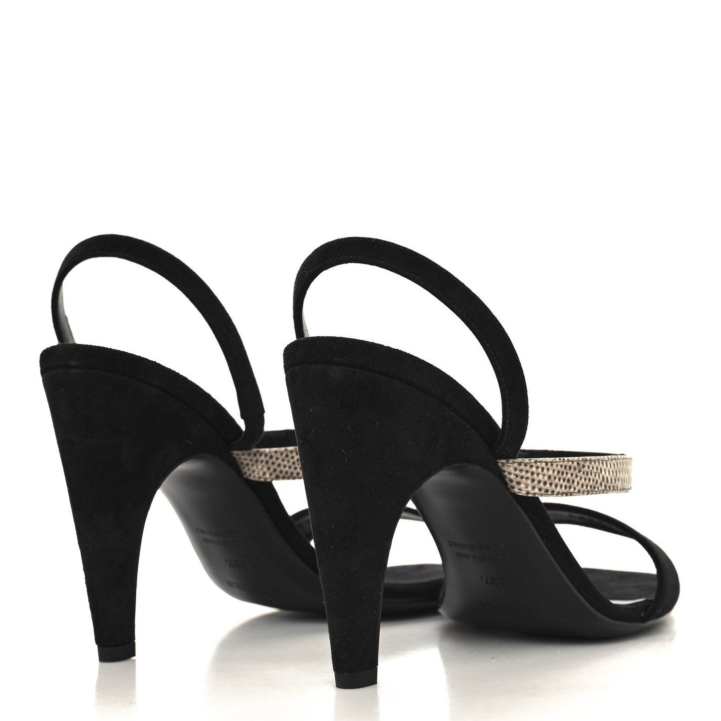 Suede Goatskin Lizard Glamour 95 Sandals 38.5 Black Ombre