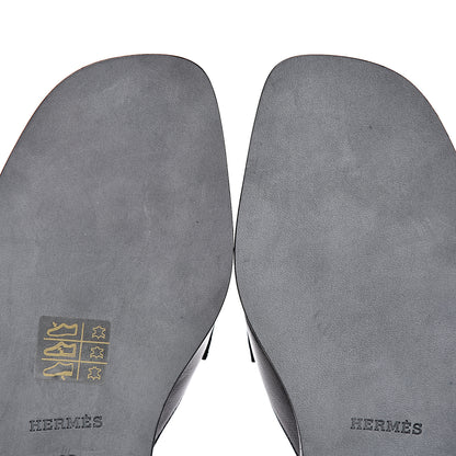 Hermes Goatskin Auteuil Sandals 36 Black 7 of 9