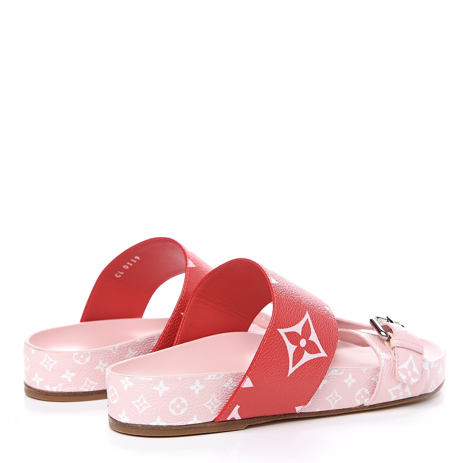 Louis Vuitton Monogram Giant Bom Dia Flat Mule Sandals 37.5 Rouge Rose 4 of 9
