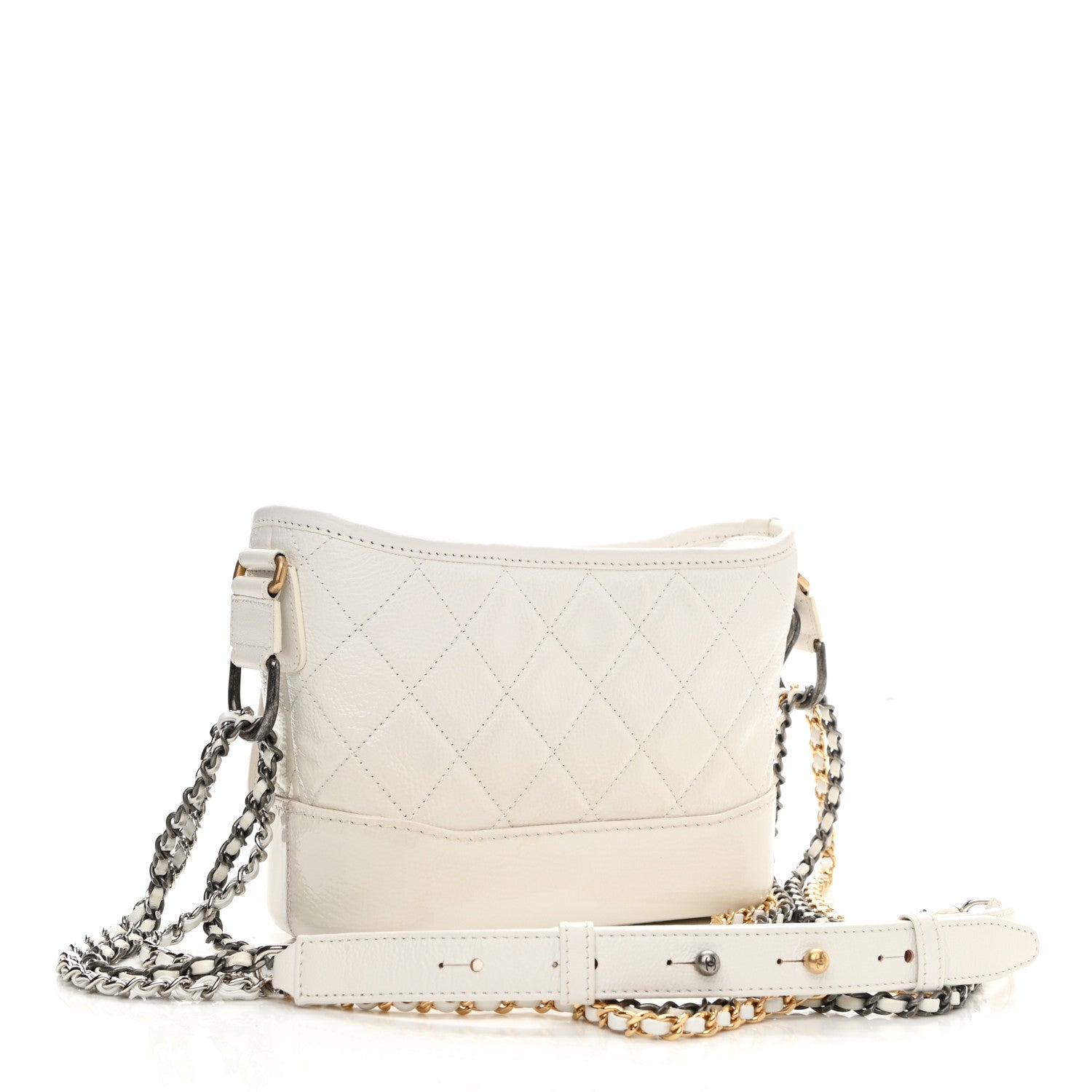 Chanel Aged Calfskin Quilted Small Gabrielle Hobo White 3 of 11