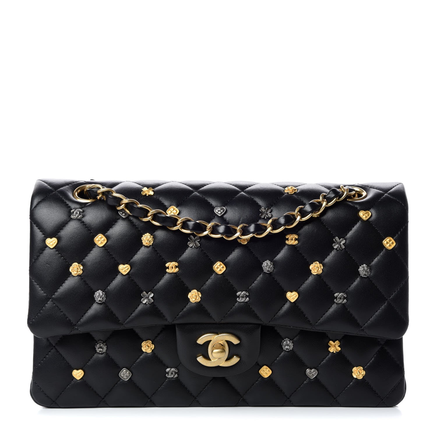 Chanel Lambskin Quilted Studded Medium Double Flap Black 1 of 11