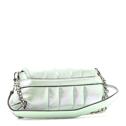 Gucci Iridescent Nappa Vertical Matelasse Small Maxi Horsebit Chain Shoulder Bag Iridescent Salvy Green 3 of 9