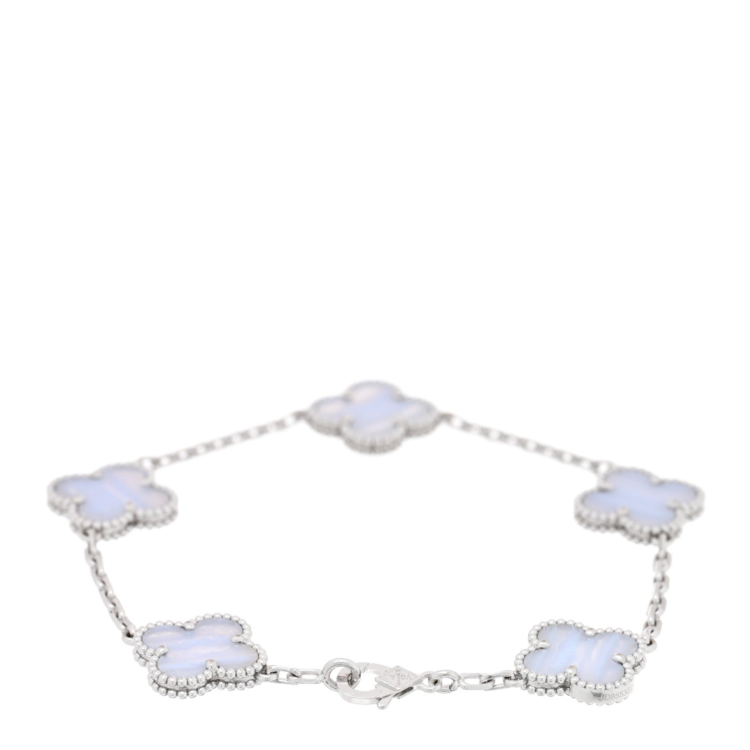 Van Cleef & Arpels 18K White Gold Chalcedony 5 Motifs Vintage Alhambra Bracelet 2 of 4
