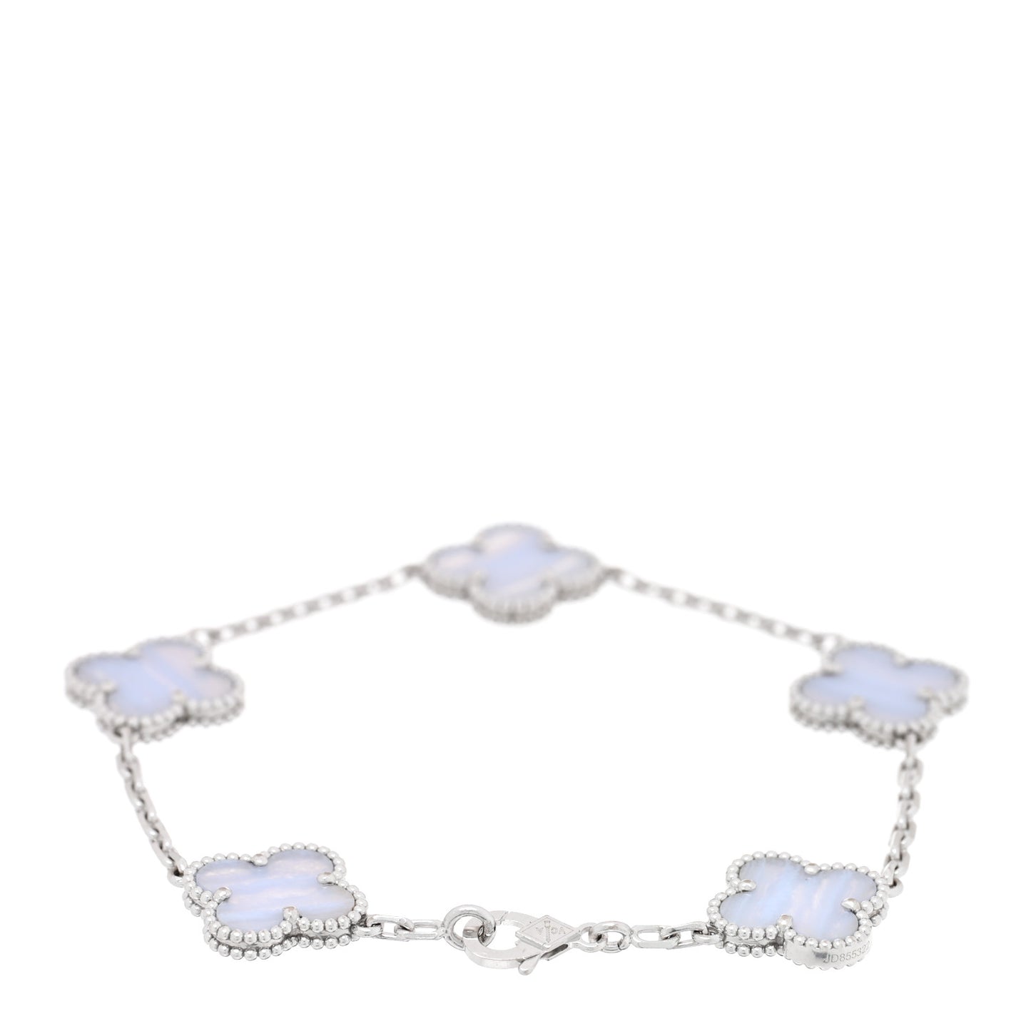 18K White Gold Chalcedony 5 Motifs Vintage Alhambra Bracelet