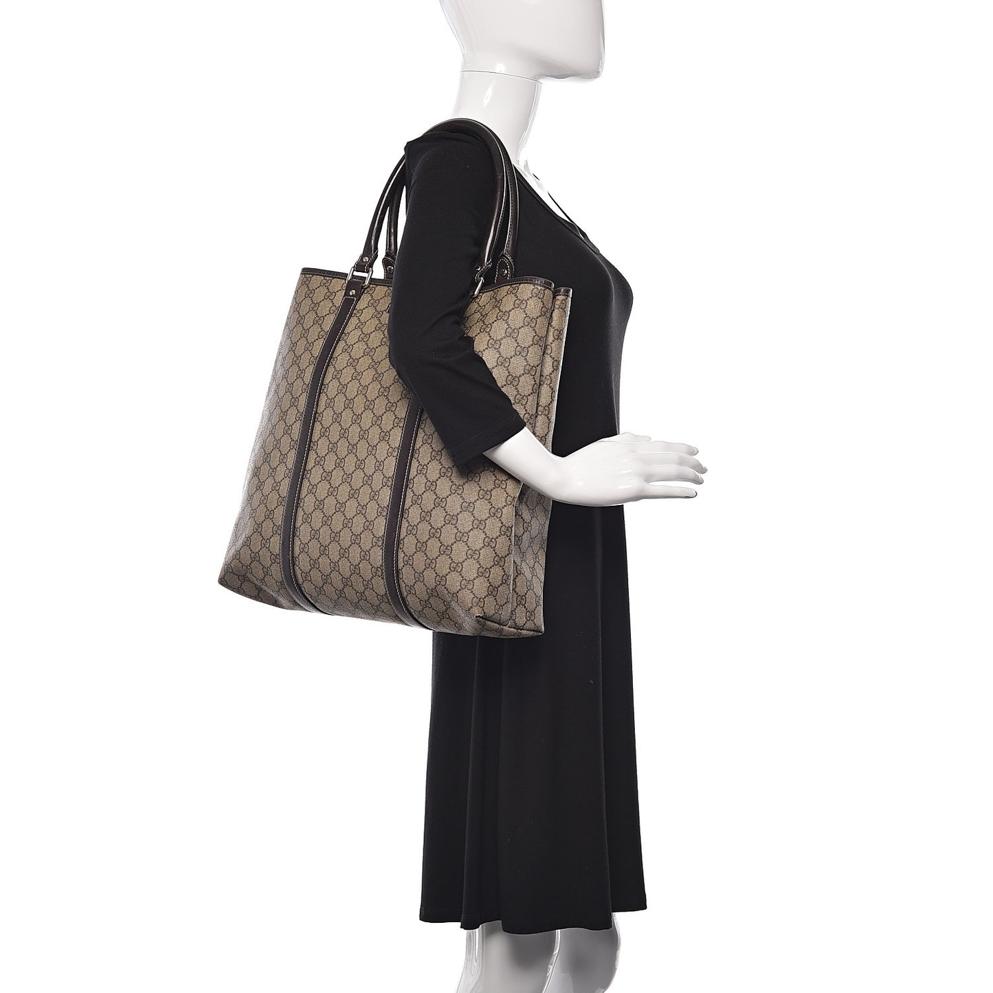 GG Plus Monogram Joy Vertical Tote Dark Brown