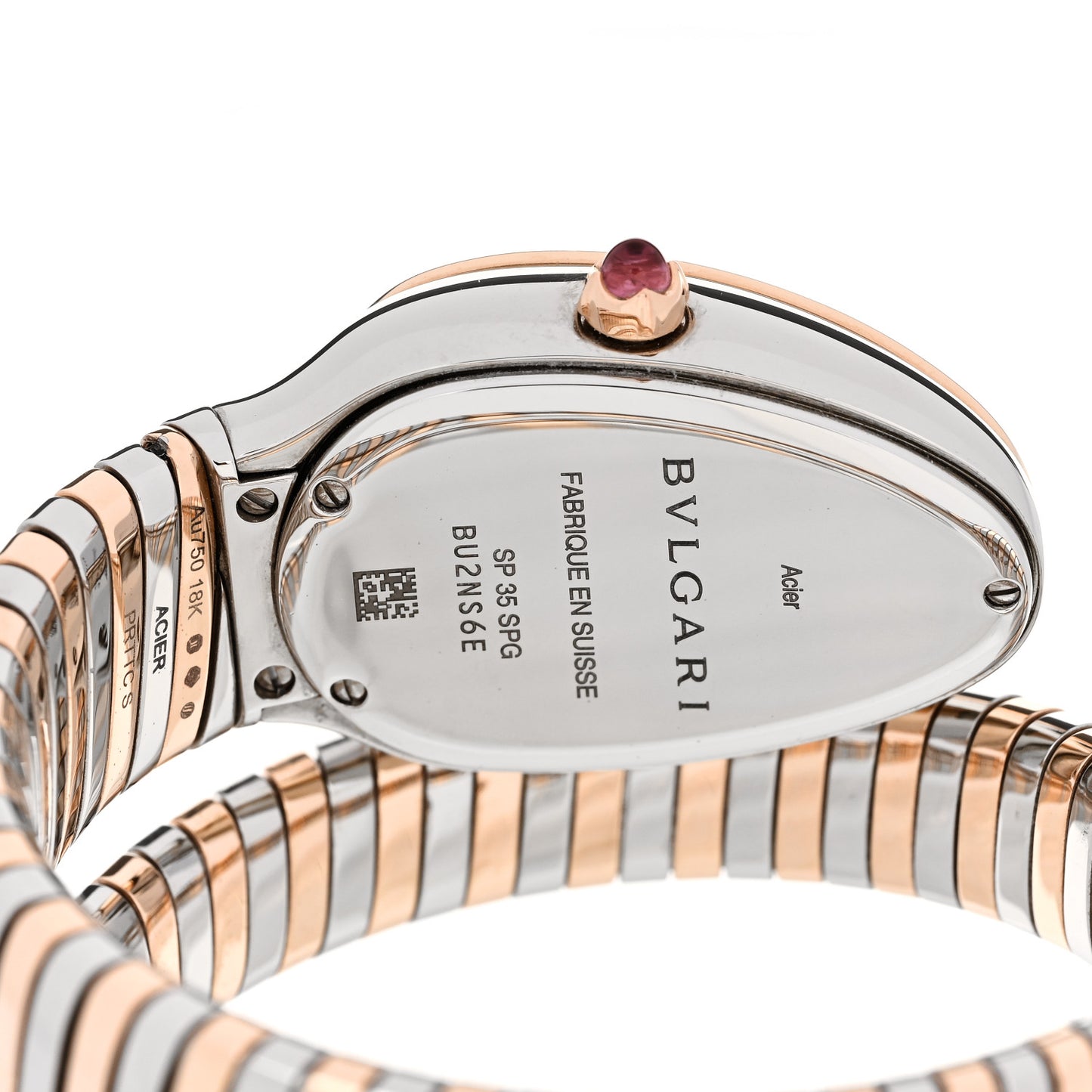 Stainless Steel 18K Rose Gold Diamond Bezel 35mm Serpenti Tubogas Quartz Watch Black