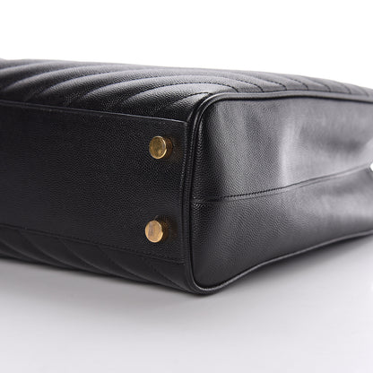 Saint Laurent Grain De Poudre Matelasse Chevron Monogram Shopping Bag Black 11 of 11