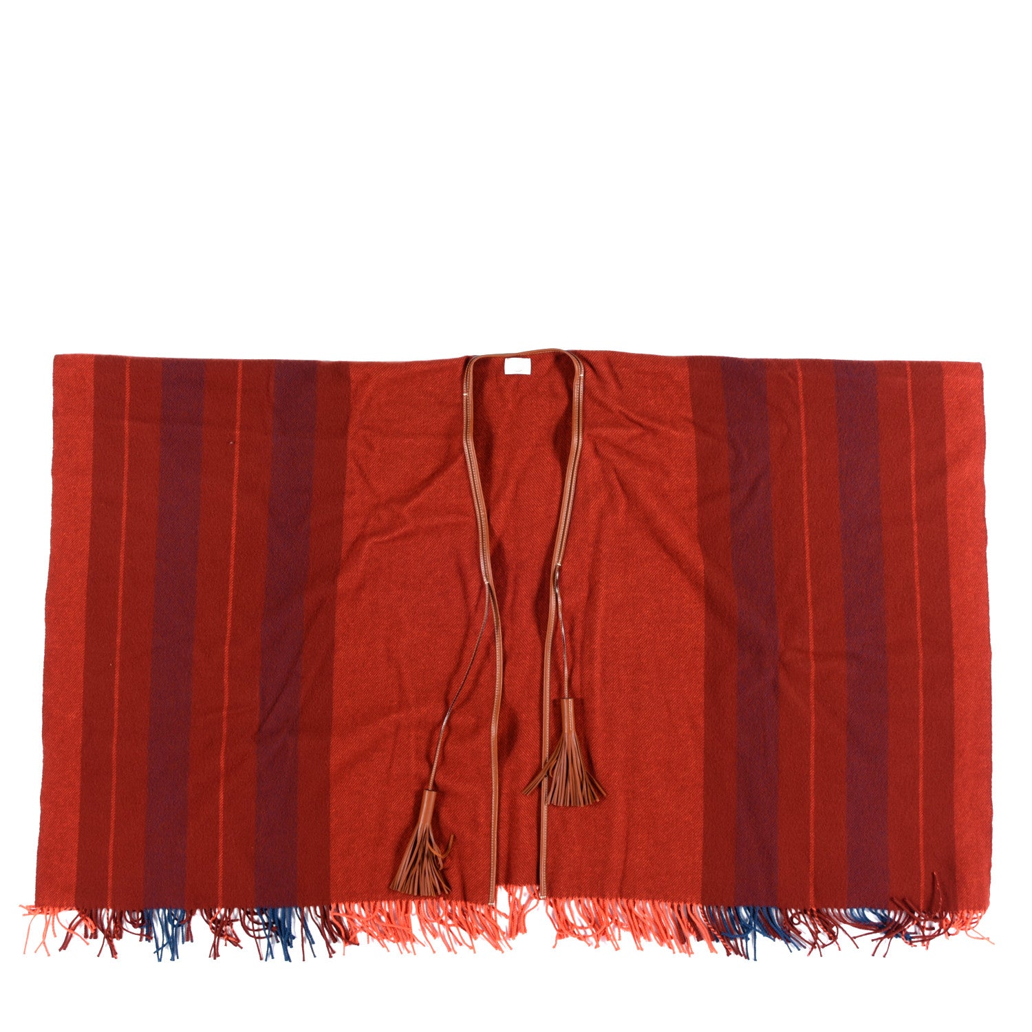 Hermes Merino Wool Cashmere Rocabar Poncho Rouge H 1 of 3