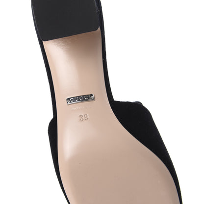 Gucci Velvet Crystal Square G Madelyn Mules 39 Black 6 of 10