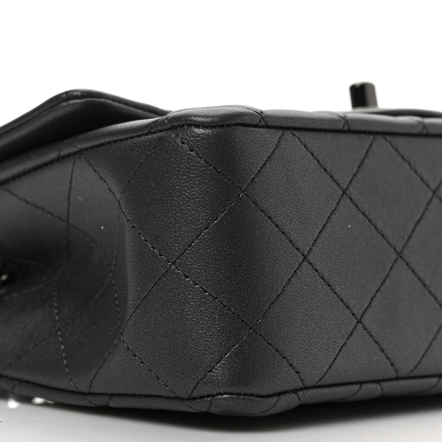 Pearly Lambskin Quilted Mini Rectangular Flap So Black