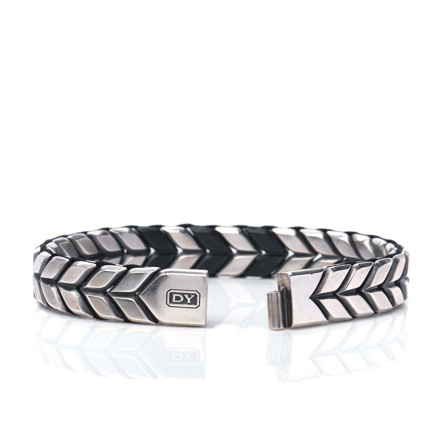 Sterling Silver Titanium Chevron Bracelet