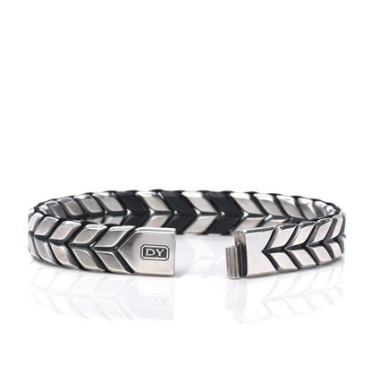 David Yurman Sterling Silver Titanium Chevron Bracelet 5 of 5