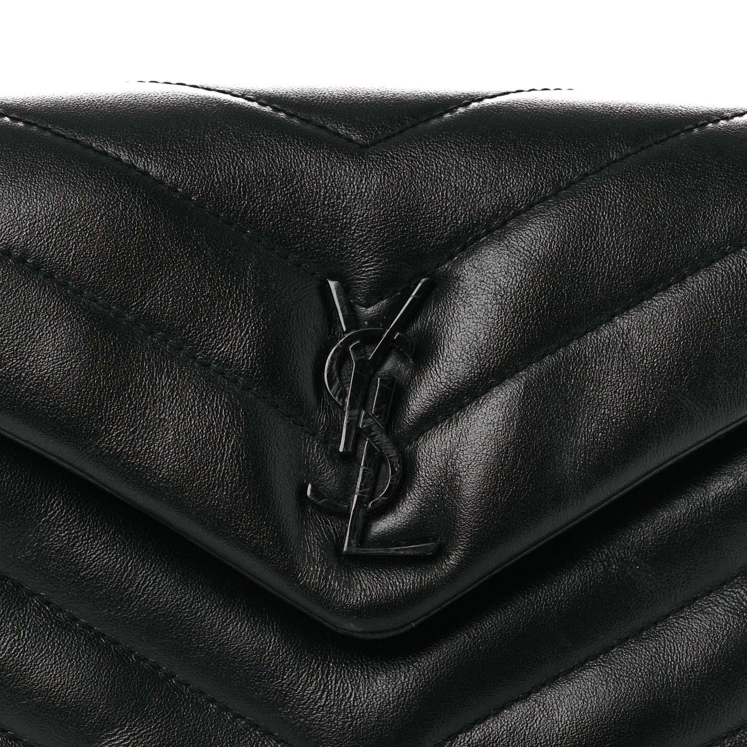 Saint Laurent Calfskin Y Quilted Monogram Monochrome Toy Loulou Crossbody Bag Black 15 of 28