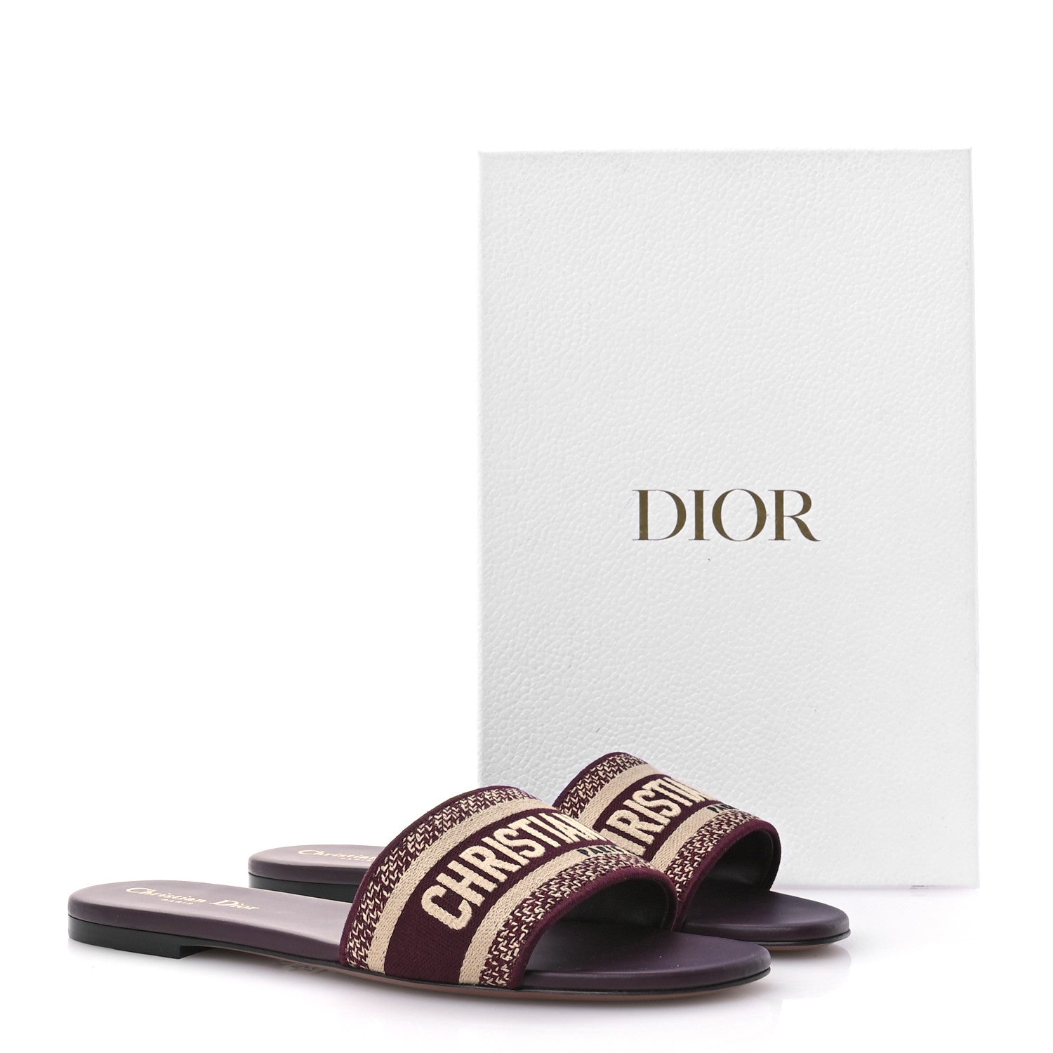 Christian Dior Canvas Embroidered Dway Mules Slide Sandals 40.5 Burgundy 9 of 9