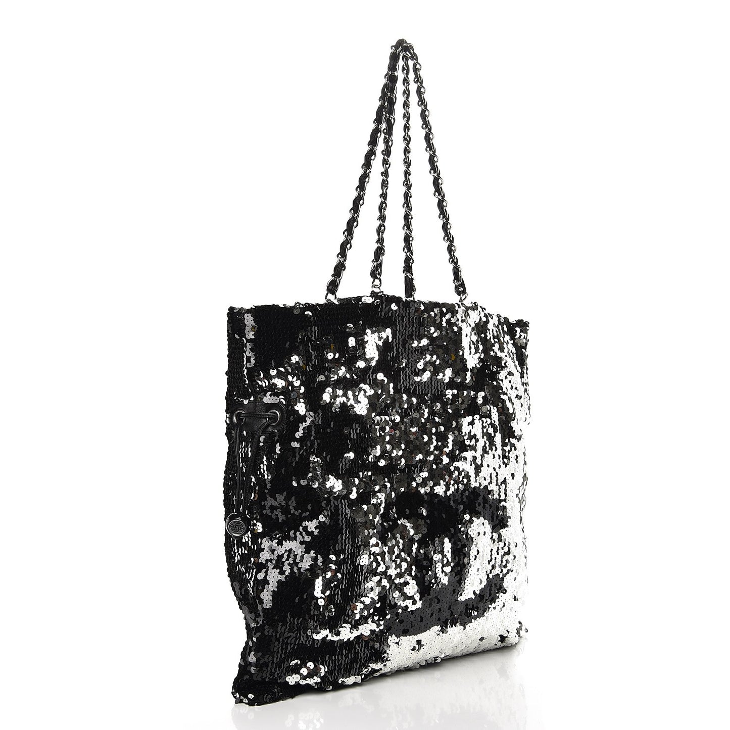 Sequin Summer Night Drawstring Tote Black