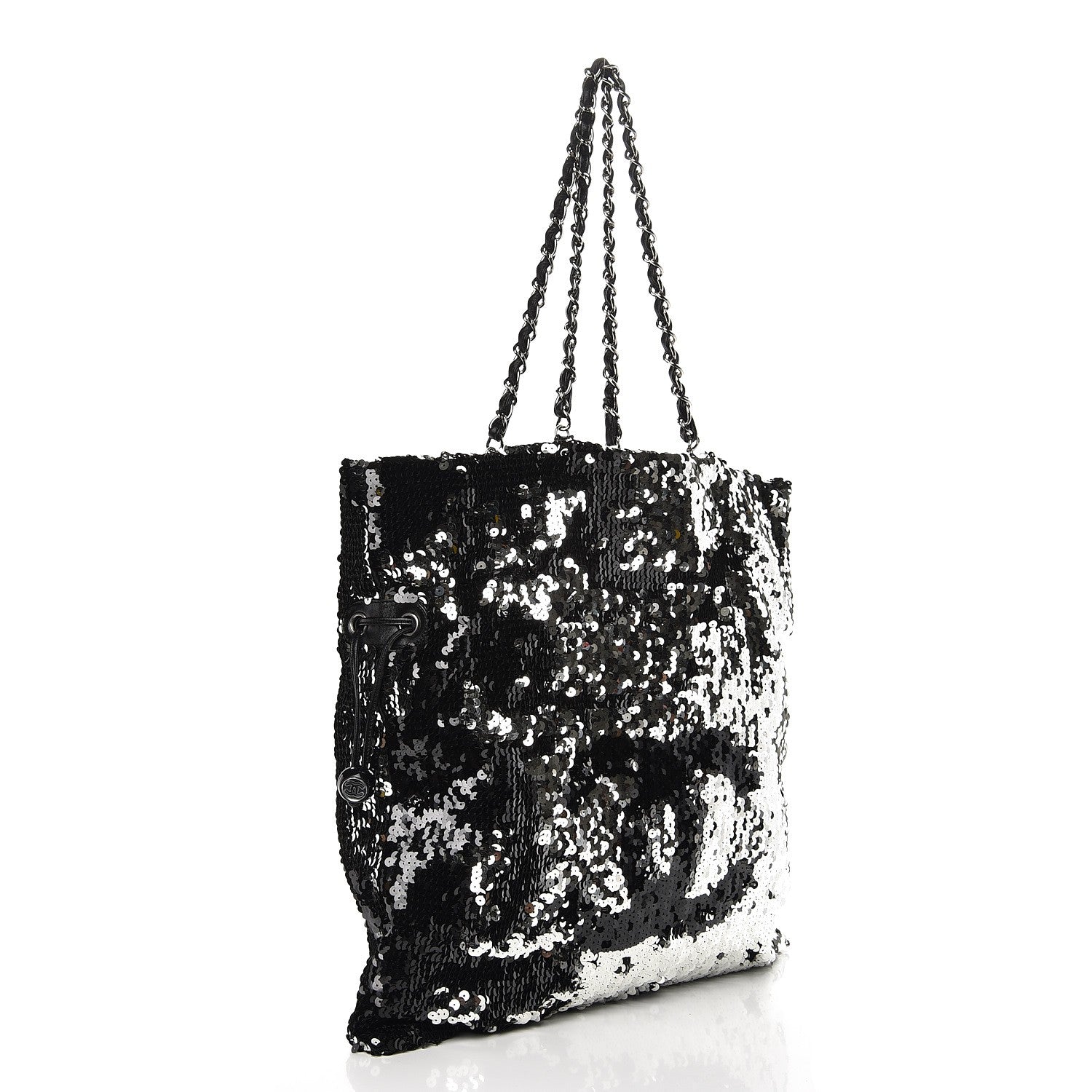 Chanel Sequin Summer Night Drawstring Tote Black 3 of 8