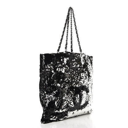 Chanel Sequin Summer Night Drawstring Tote Black 3 of 8