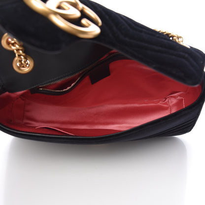Gucci Velvet Matelasse Medium GG Marmont Shoulder Bag Black 5 of 15