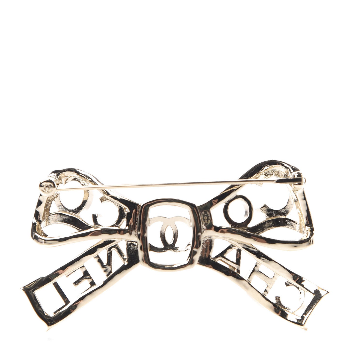 Metal Crystal Bow-tiful CC Brooch Gold