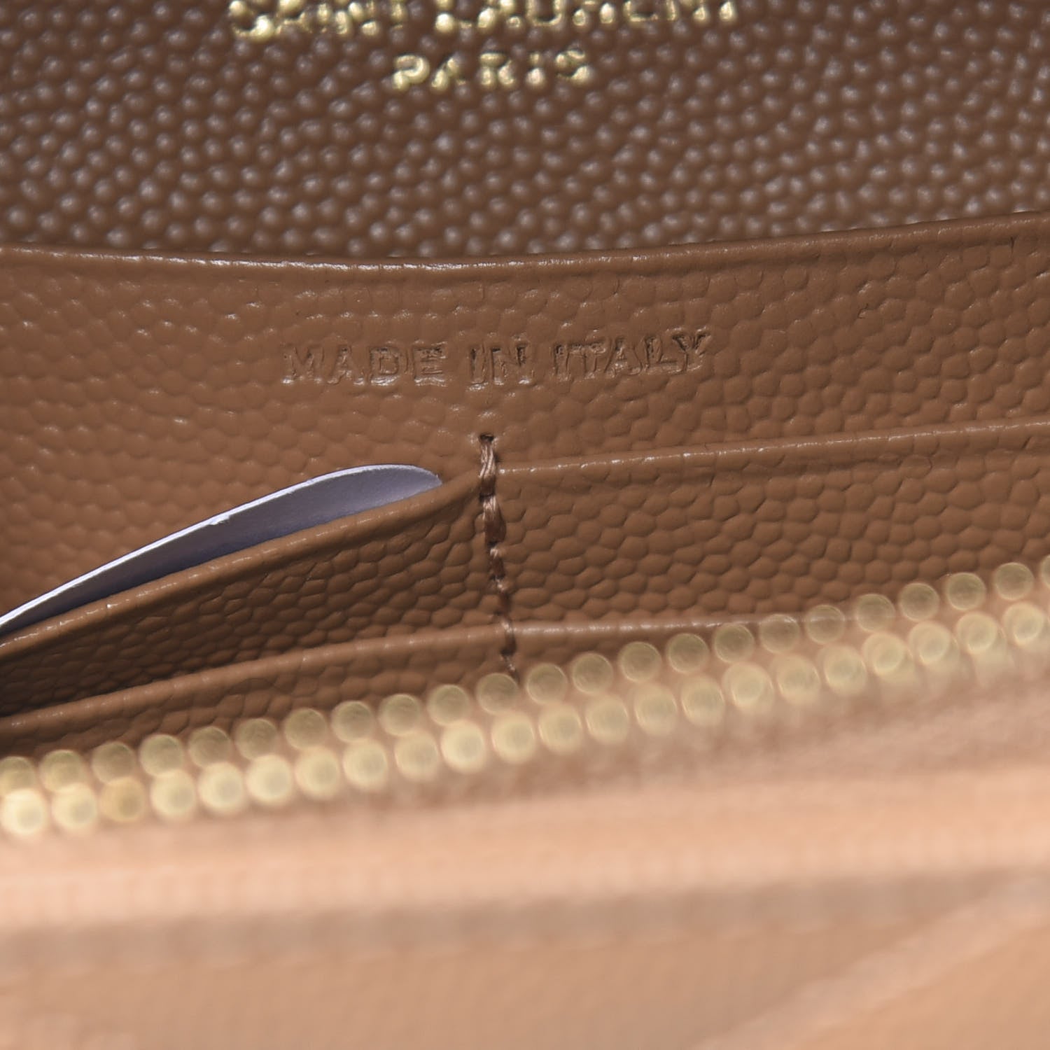 Saint Laurent Grain De Poudre Matelasse Chevron Monogram Chain Wallet Dune 7 of 11