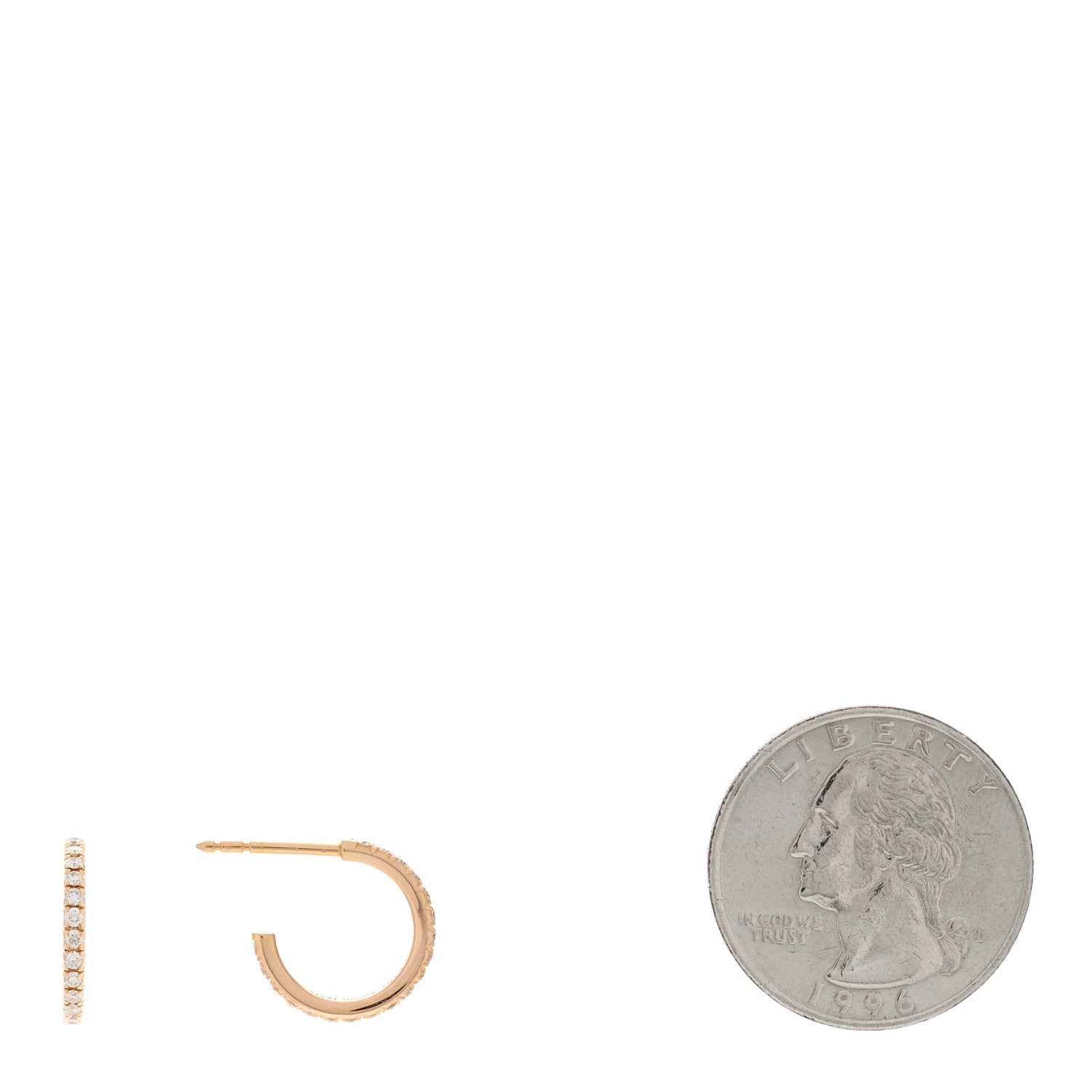 Tiffany 18K Rose Gold Diamond Small Metro Hoop Earrings 2 of 5
