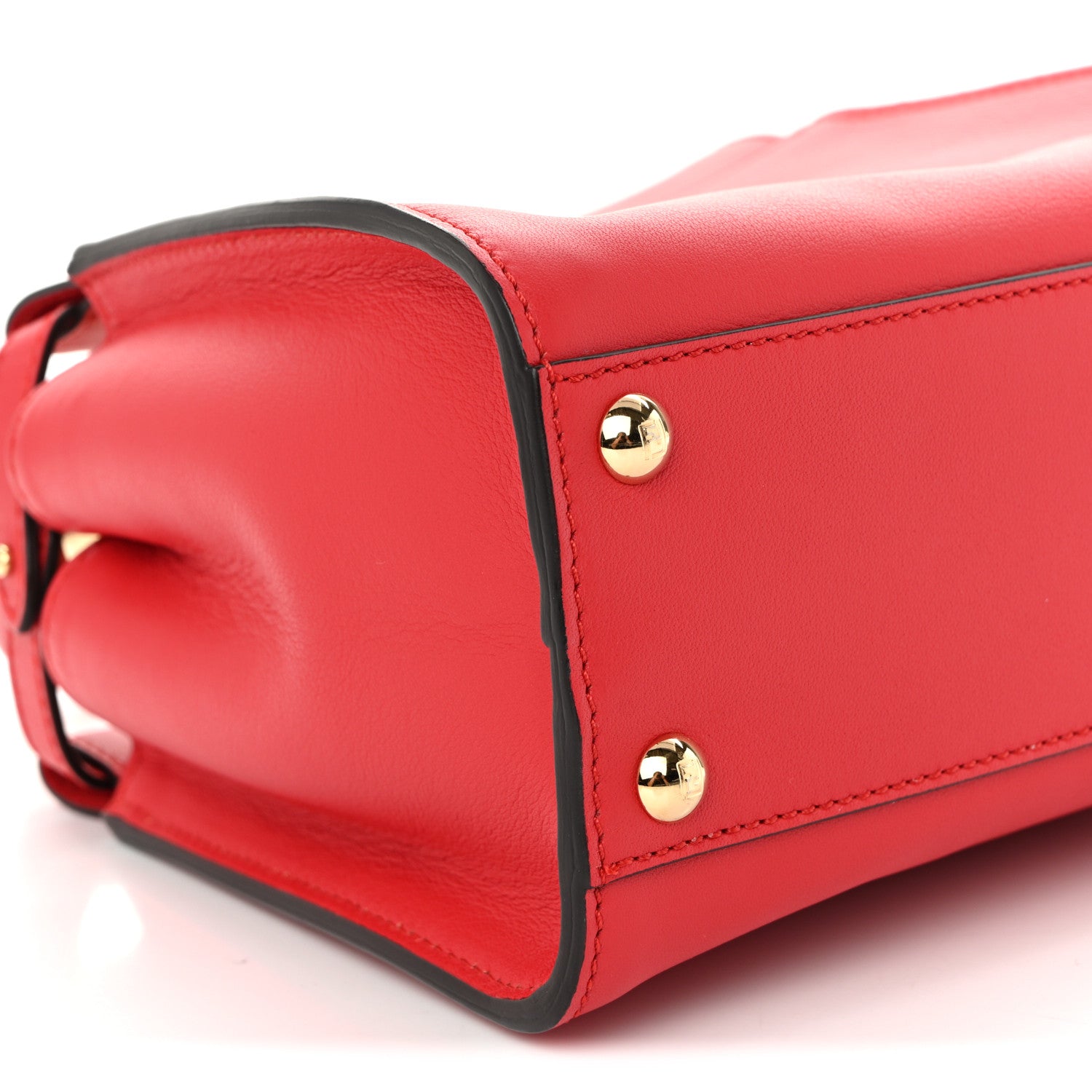Fendi Vitello Seta Canvas FF Embroidered Peekaboo Iconic Satchel Rosso Cardinale Multicolor 10 of 11