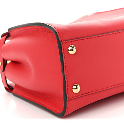 Fendi Vitello Seta Canvas FF Embroidered Peekaboo Iconic Satchel Rosso Cardinale Multicolor 10 of 11