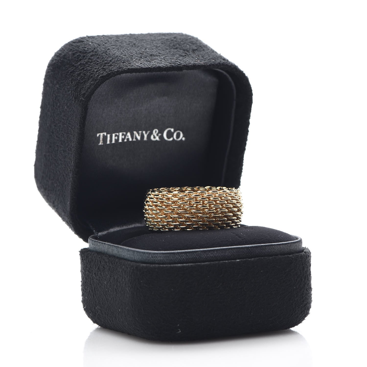 Tiffany 18K Yellow Gold Wide Somerset Mesh Ring 56 7.5 5 of 5