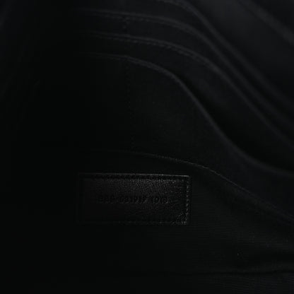Saint Laurent Calfskin Crocodile Embossed Monogram Zip Pouch Black 7 of 7