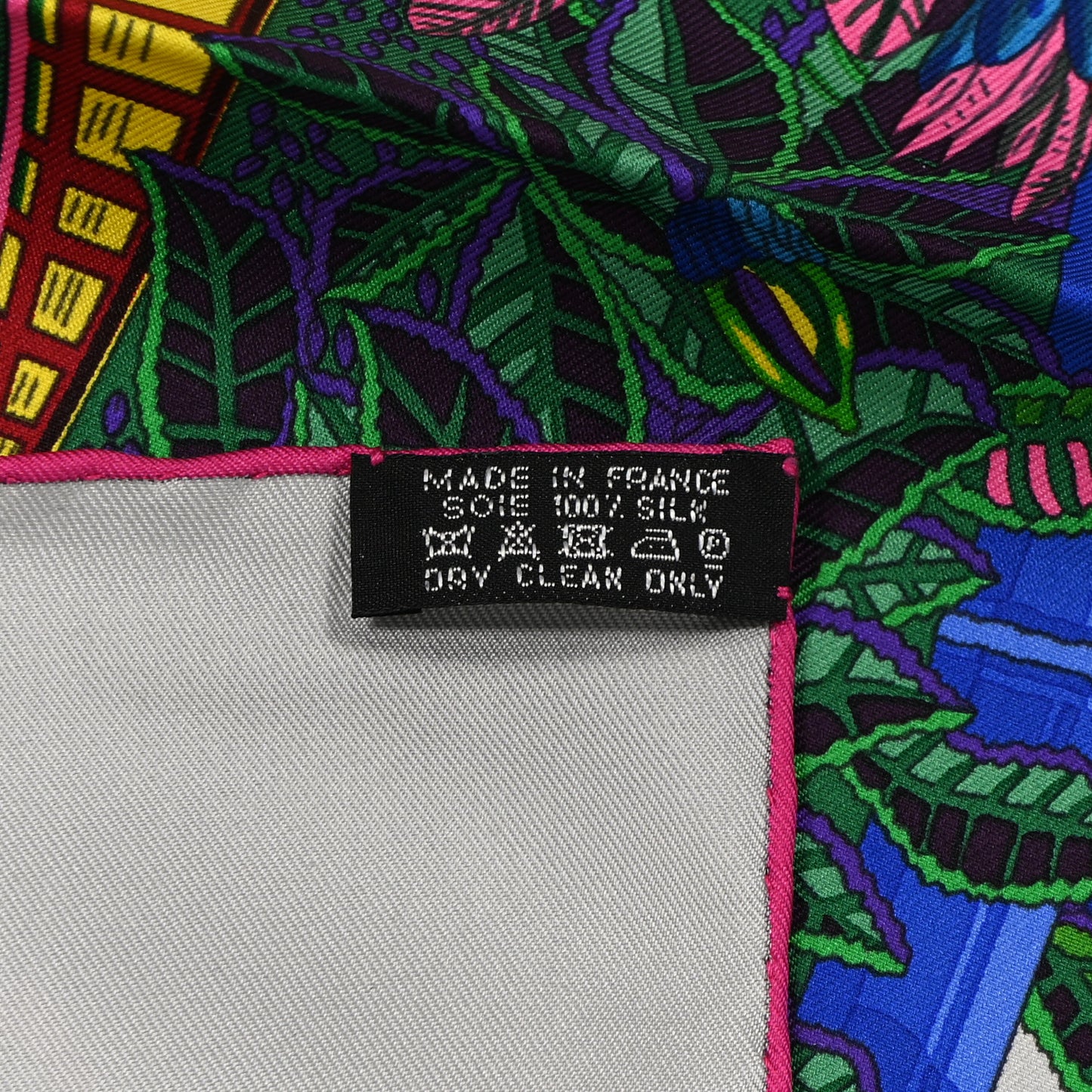 Silk Jardins D Hiver Scarf 90 Gris Vert Rose