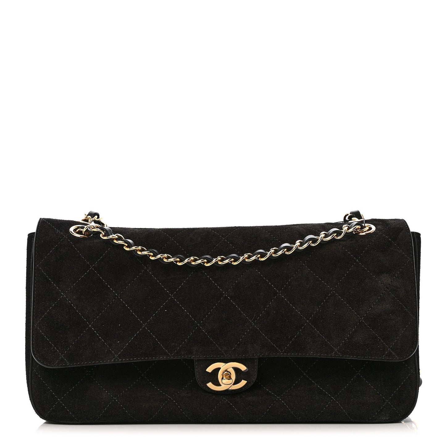 Suede Calfskin Small Souplissimo Maxi Flap Black
