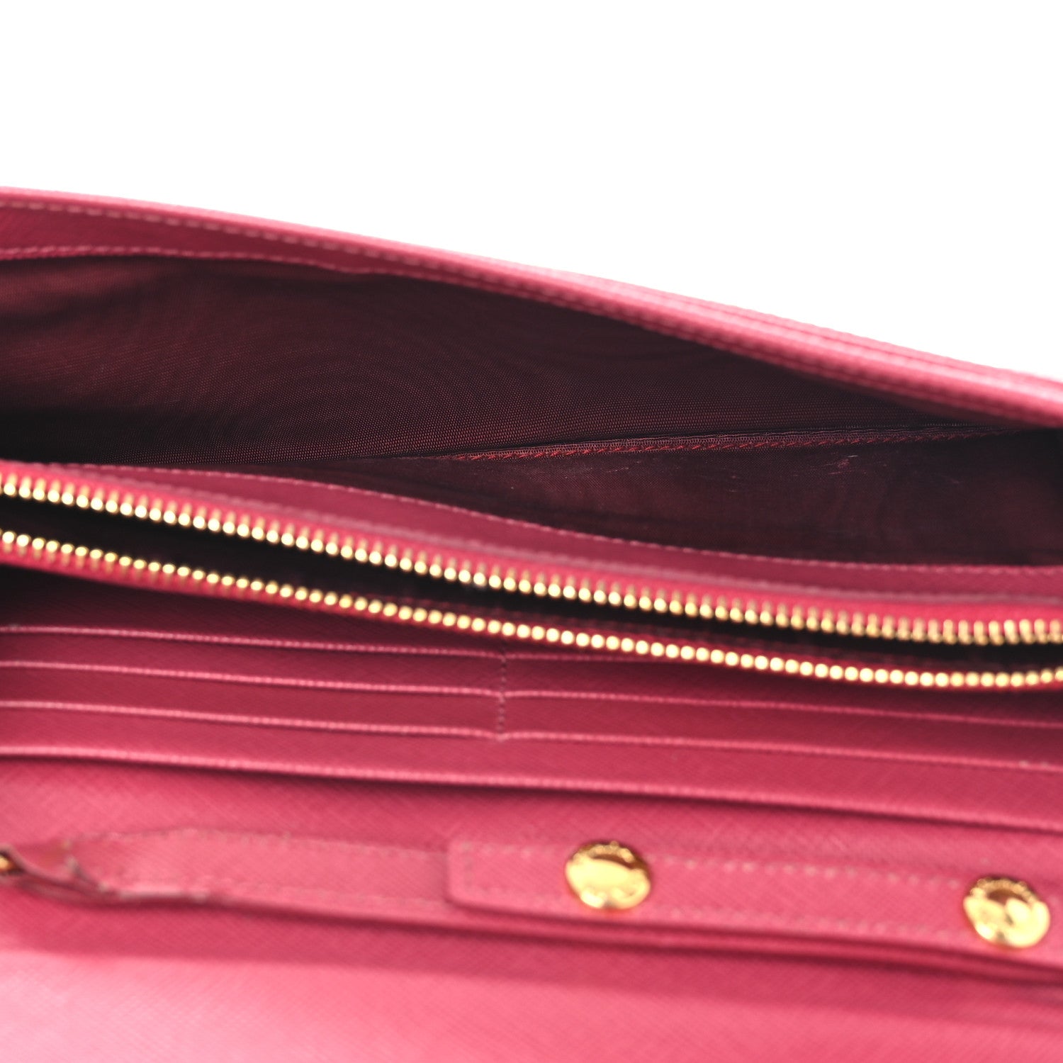 Prada Saffiano Metal Oro Chain Wallet Peonia 5 of 15