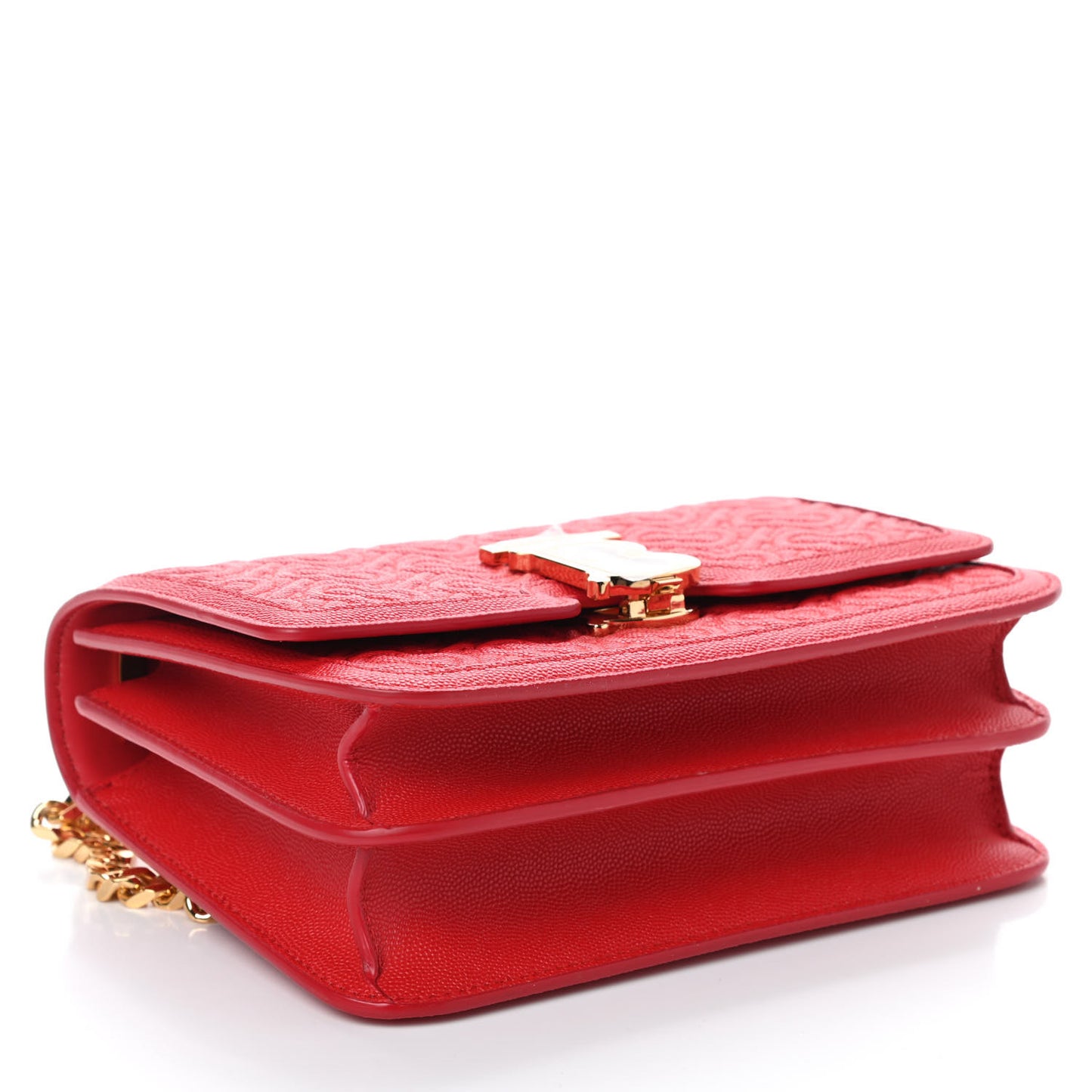 Grainy Calfskin Monogram Embossed Small TB Chain Bag Bright Red