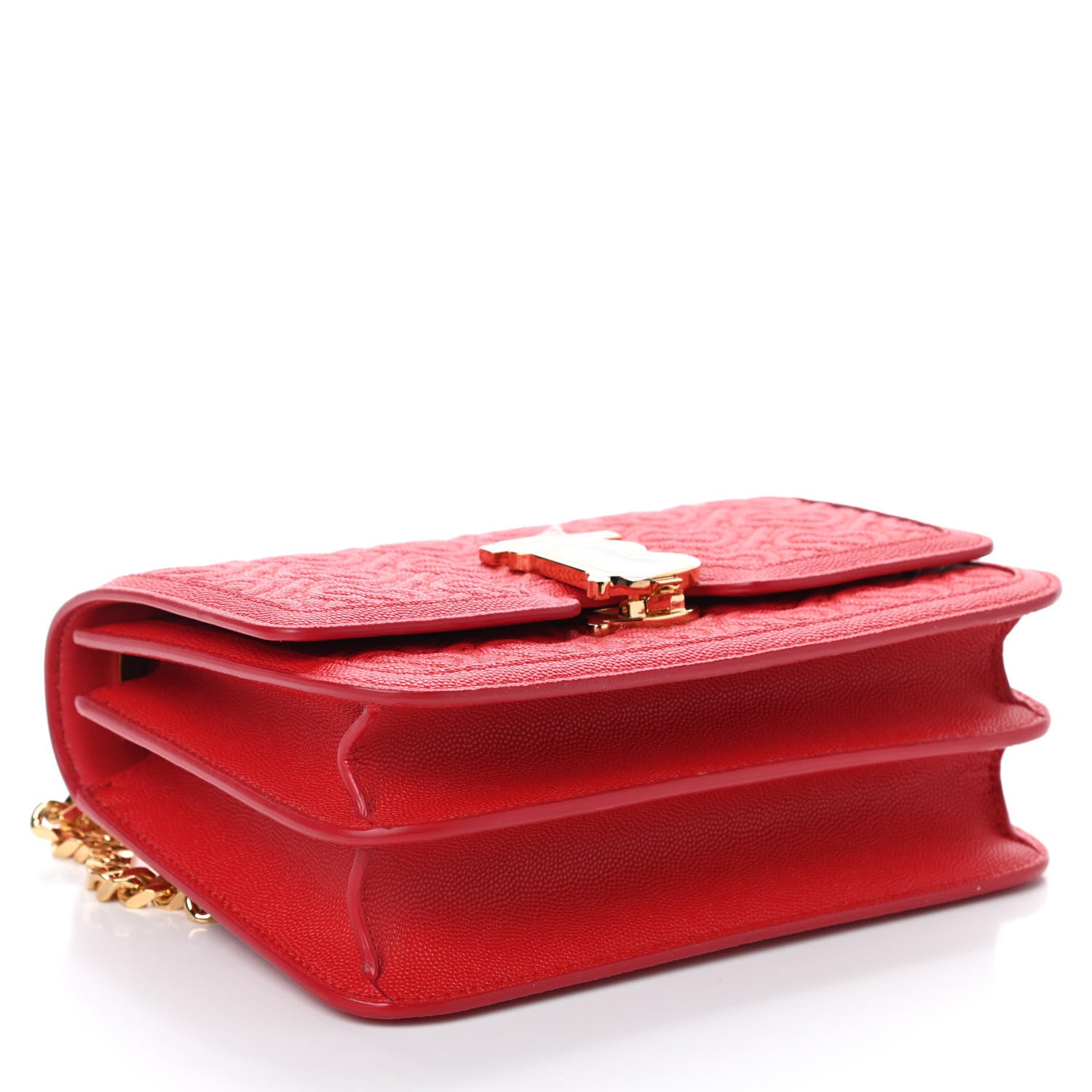 Burberry Grainy Calfskin Monogram Embossed Small TB Chain Bag Bright Red 4 of 9