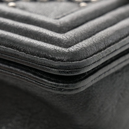 Chanel Crumpled Lambskin Small Studded Boy Flap Black 13 of 13