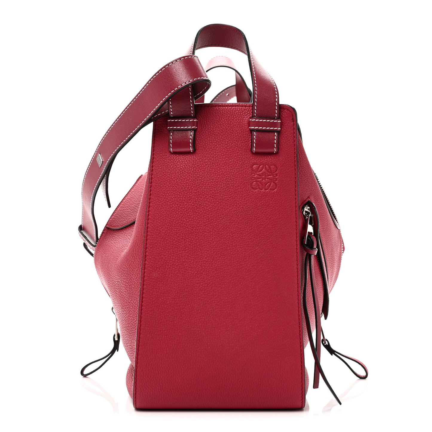 Grained Calfskin Medium Hammock Shoulder Bag Raspberry