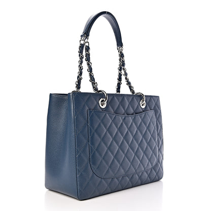 Chanel Caviar Quilted Grand Shopping Tote GST Dark Blue 3 of 10