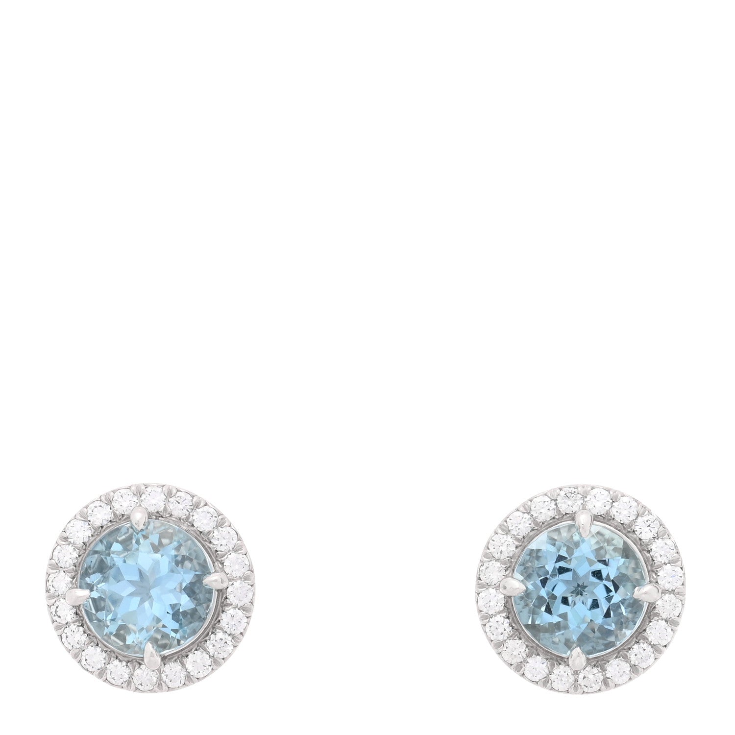 Tiffany Platinum Diamond Aquamarine Soleste Earrings 1 of 5