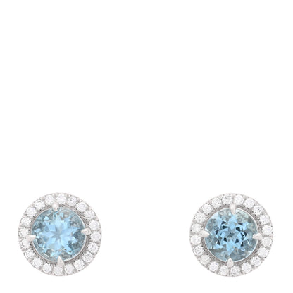 Tiffany Platinum Diamond Aquamarine Soleste Earrings 1 of 5