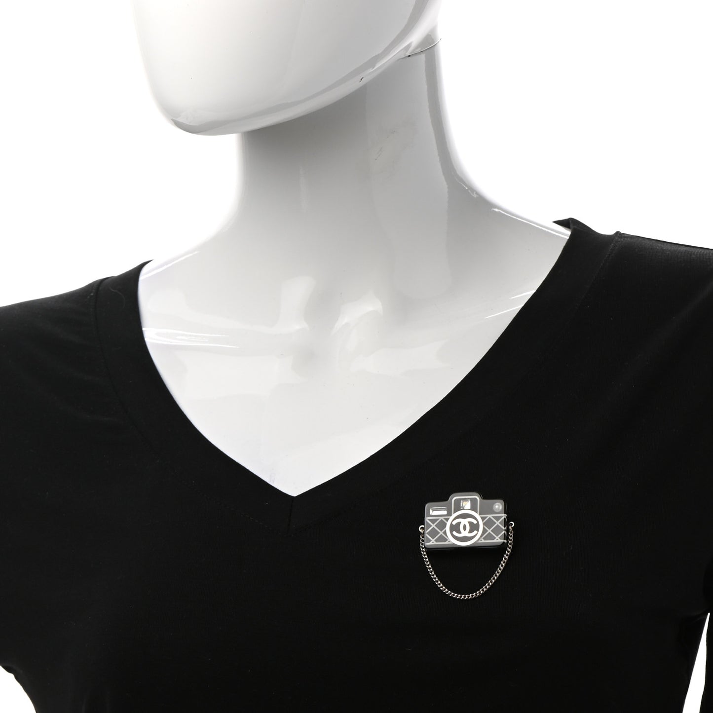 Resin Camera CC Brooch Gold Black