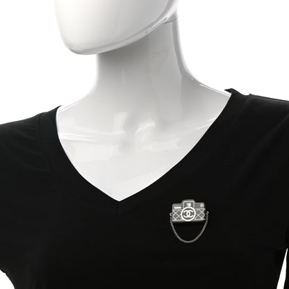 Chanel Resin Camera CC Brooch Gold Black 2 of 5