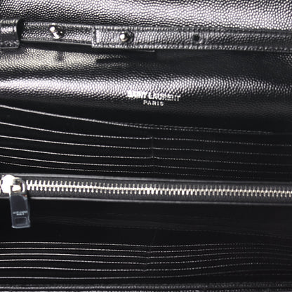 Saint Laurent Grain De Poudre Matelasse Chevron Monogram Chain Wallet Black 5 of 9