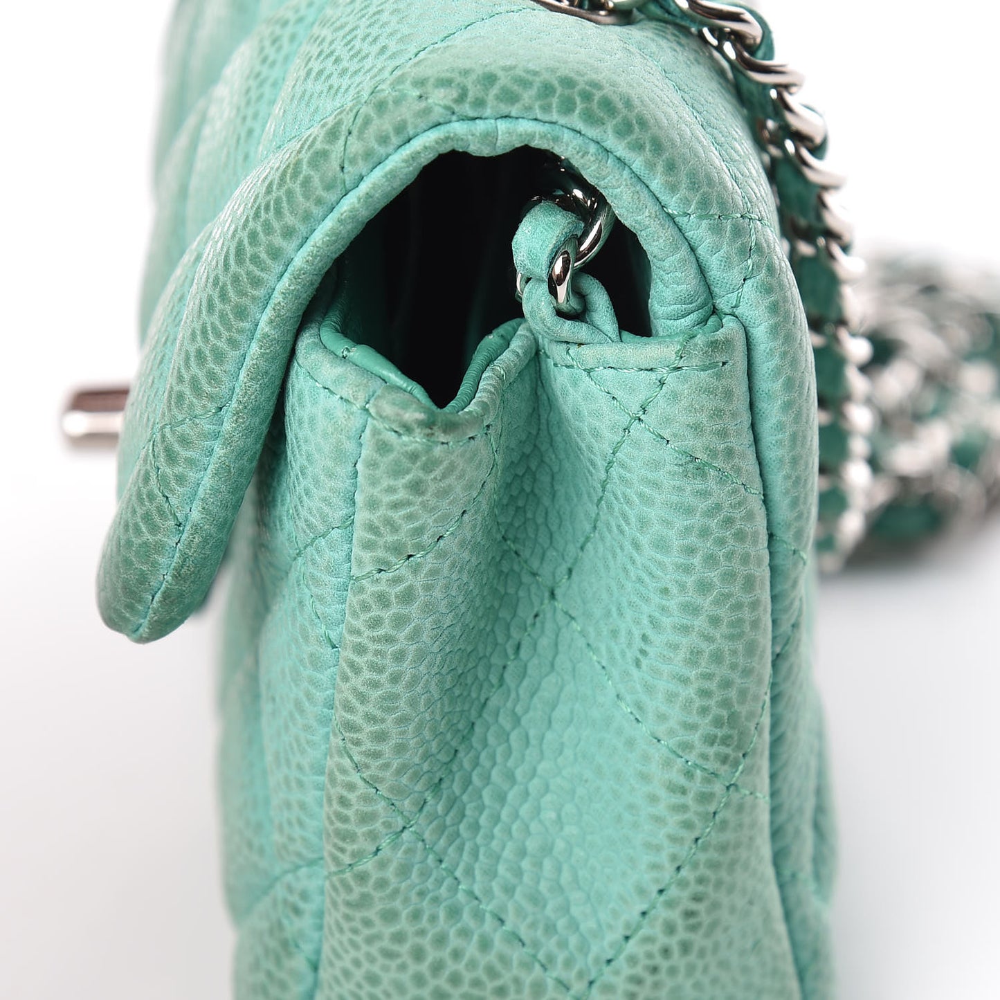 Caviar Quilted Extra Mini Flap Green