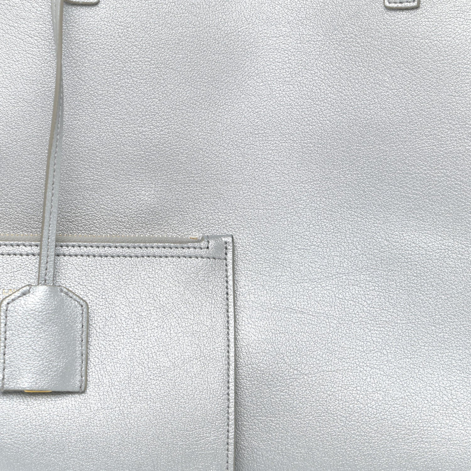 Saint Laurent Metallic Calfskin Large Shopping Tote Silver 10 of 17