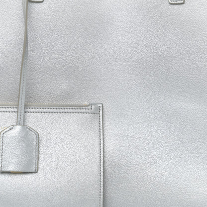 Saint Laurent Metallic Calfskin Large Shopping Tote Silver 10 of 17